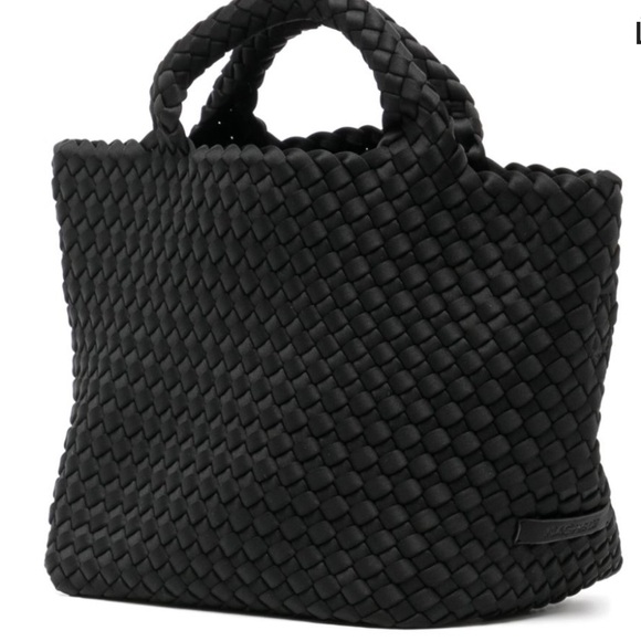 Naghedi black cross body tote with removable strap and matching pouch. - Picture 8 of 11